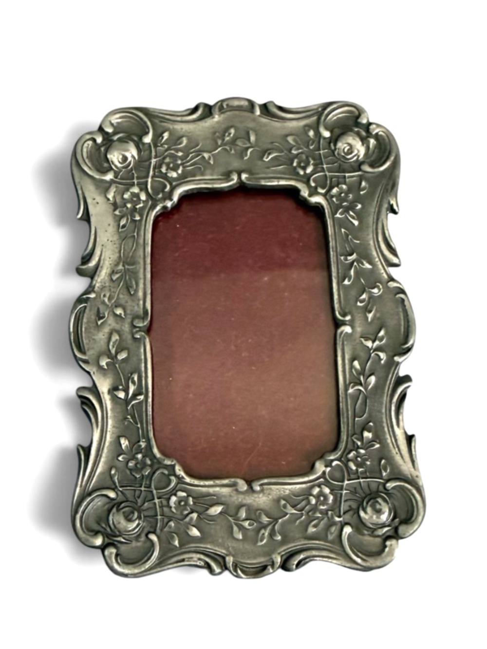 Vintage Elias Artmetal Pewter Mini Picture Frame #1862 USA Ornate Victorian